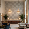 Kasai Charcoal Printed Fabrics Charcoal | Thibaut - Hotel Lobby Visualization (AI-generated, may not be to scale. Verify pattern scale with product specifications.)