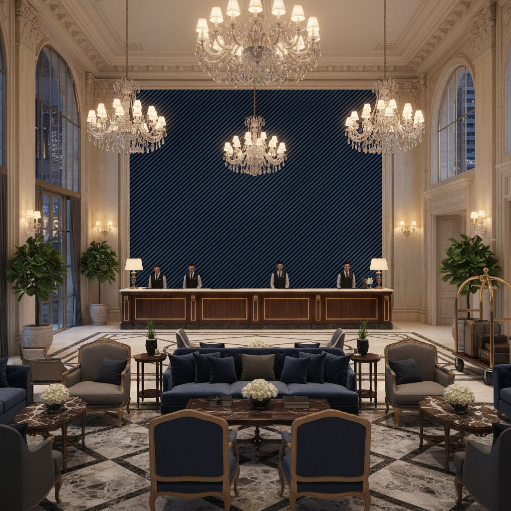 GWF-3050.511.0 | Kravet - Hotel Lobby Visualization (AI-generated, may not be to scale. Verify pattern scale with product specifications.)