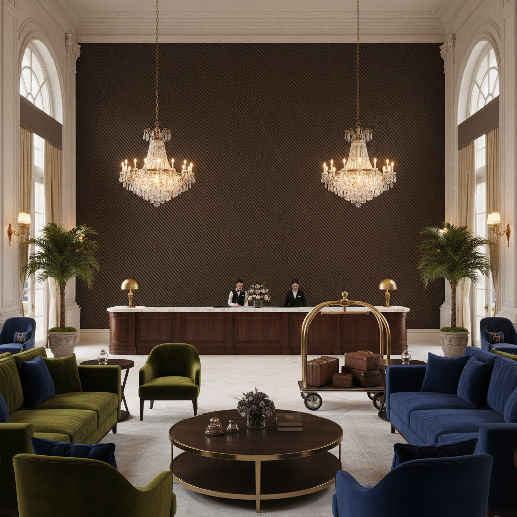 GWF-3050.611.0 | Kravet - Hotel Lobby Visualization (AI-generated, may not be to scale. Verify pattern scale with product specifications.)