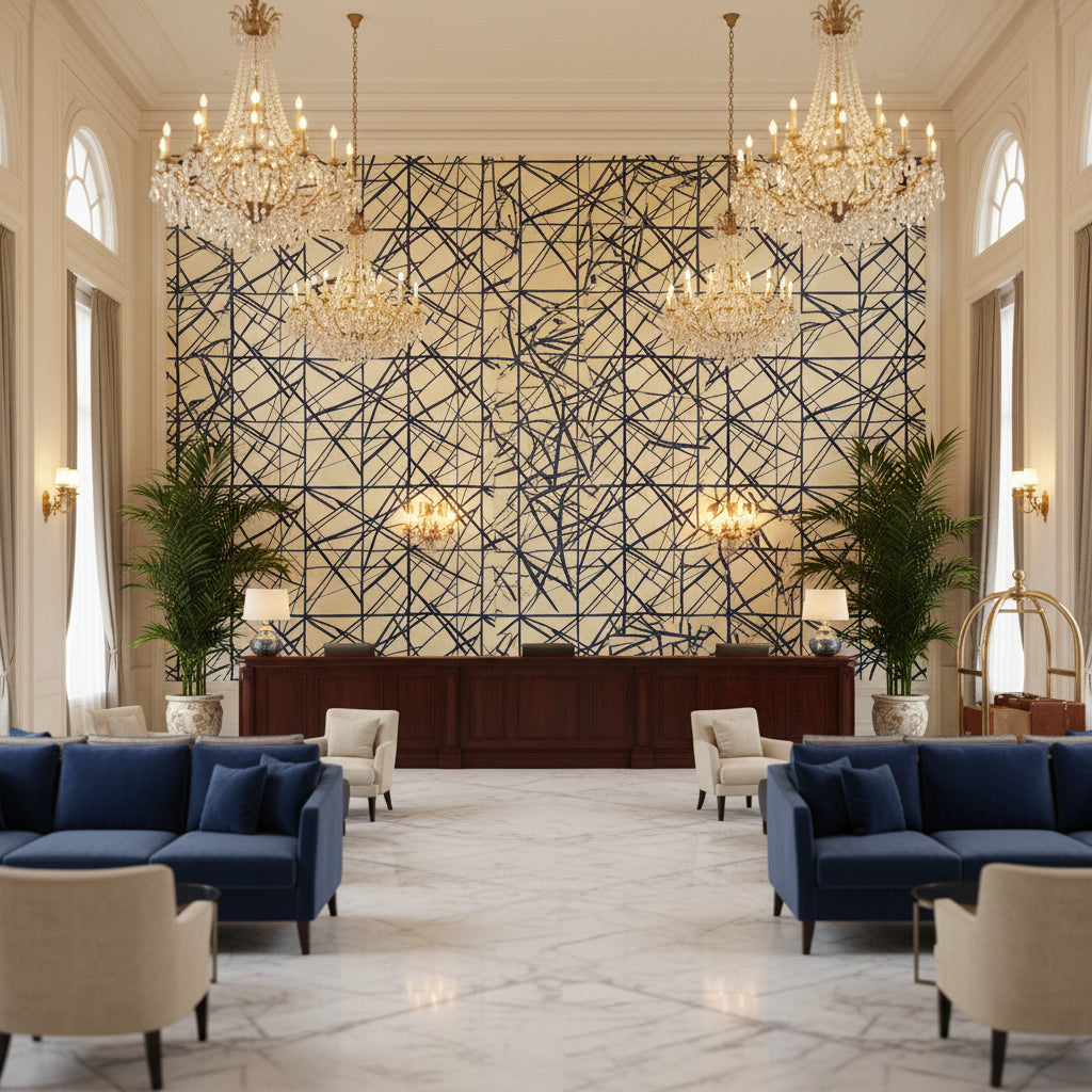 GWF-3101.516.0 | Kravet - Hotel Lobby Visualization (AI-generated, may not be to scale. Verify pattern scale with product specifications.)