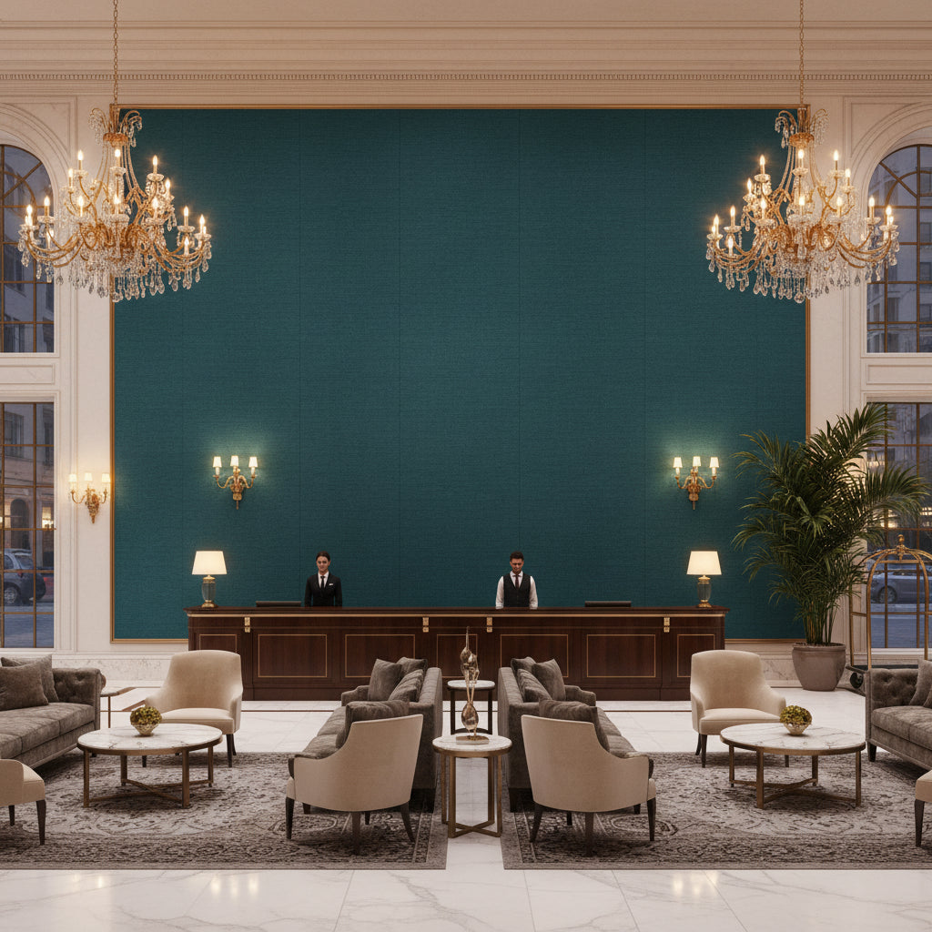 GWF-3526.35.0 | Kravet - Hotel Lobby Visualization (AI-generated, may not be to scale. Verify pattern scale with product specifications.)