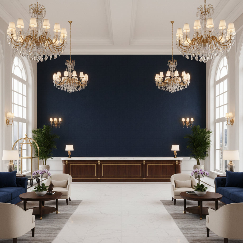 GWF-3526.8.0 | Kravet - Hotel Lobby Visualization (AI-generated, may not be to scale. Verify pattern scale with product specifications.)