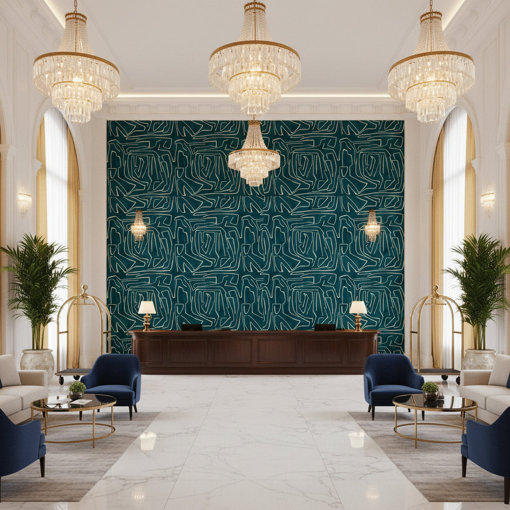 GWF-3530.53.0 | Kravet - Hotel Lobby Visualization (AI-generated, may not be to scale. Verify pattern scale with product specifications.)