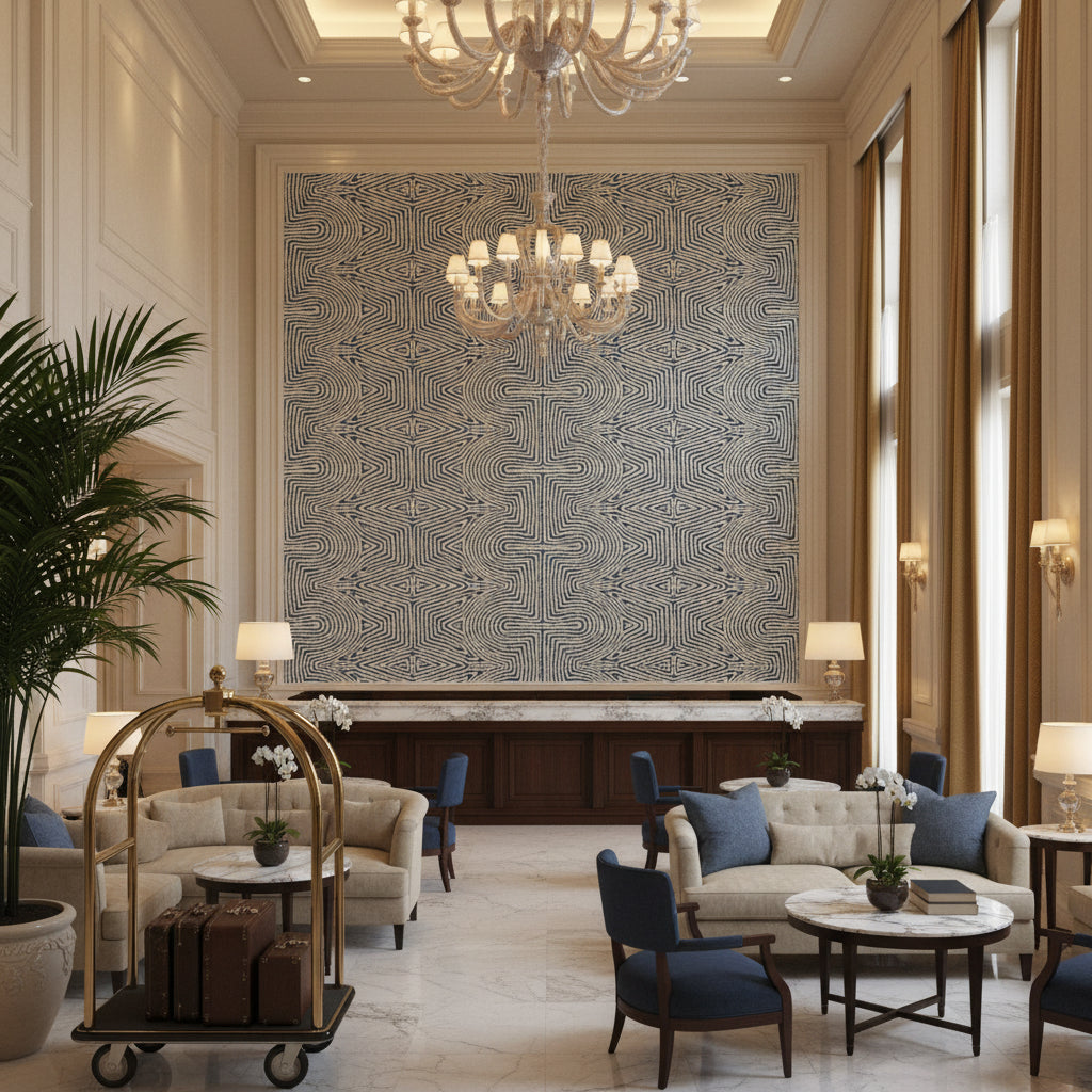 GWF-3708.1650.0 | Kravet - Hotel Lobby Visualization (AI-generated, may not be to scale. Verify pattern scale with product specifications.)