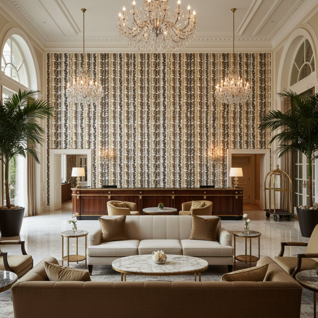 GWF-3709.1611.0 | Kravet - Hotel Lobby Visualization (AI-generated, may not be to scale. Verify pattern scale with product specifications.)