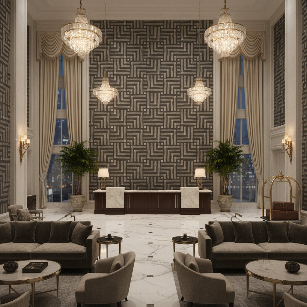 GWF-3726.811.0 | Kravet - Hotel Lobby Visualization (AI-generated, may not be to scale. Verify pattern scale with product specifications.)