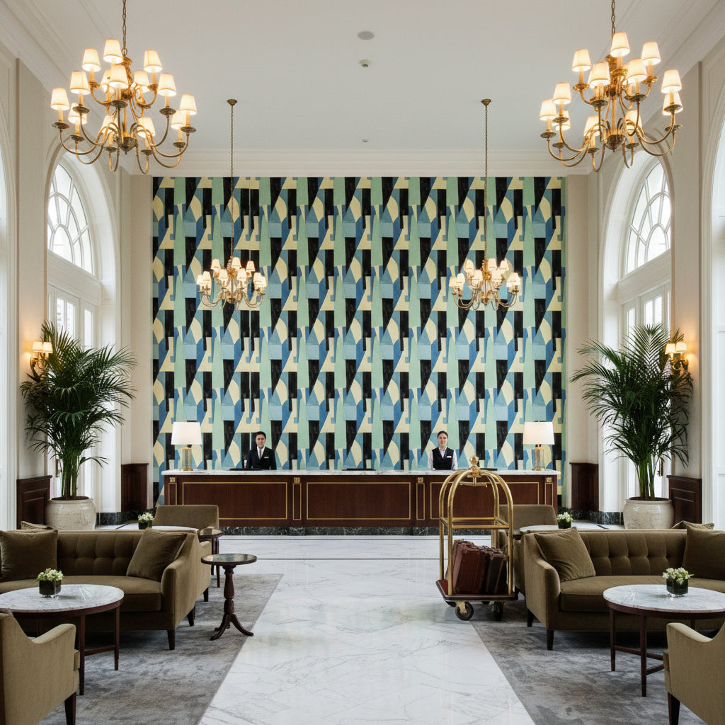 GWF-3752.115.0 | Kravet - Hotel Lobby Visualization (AI-generated, may not be to scale. Verify pattern scale with product specifications.)