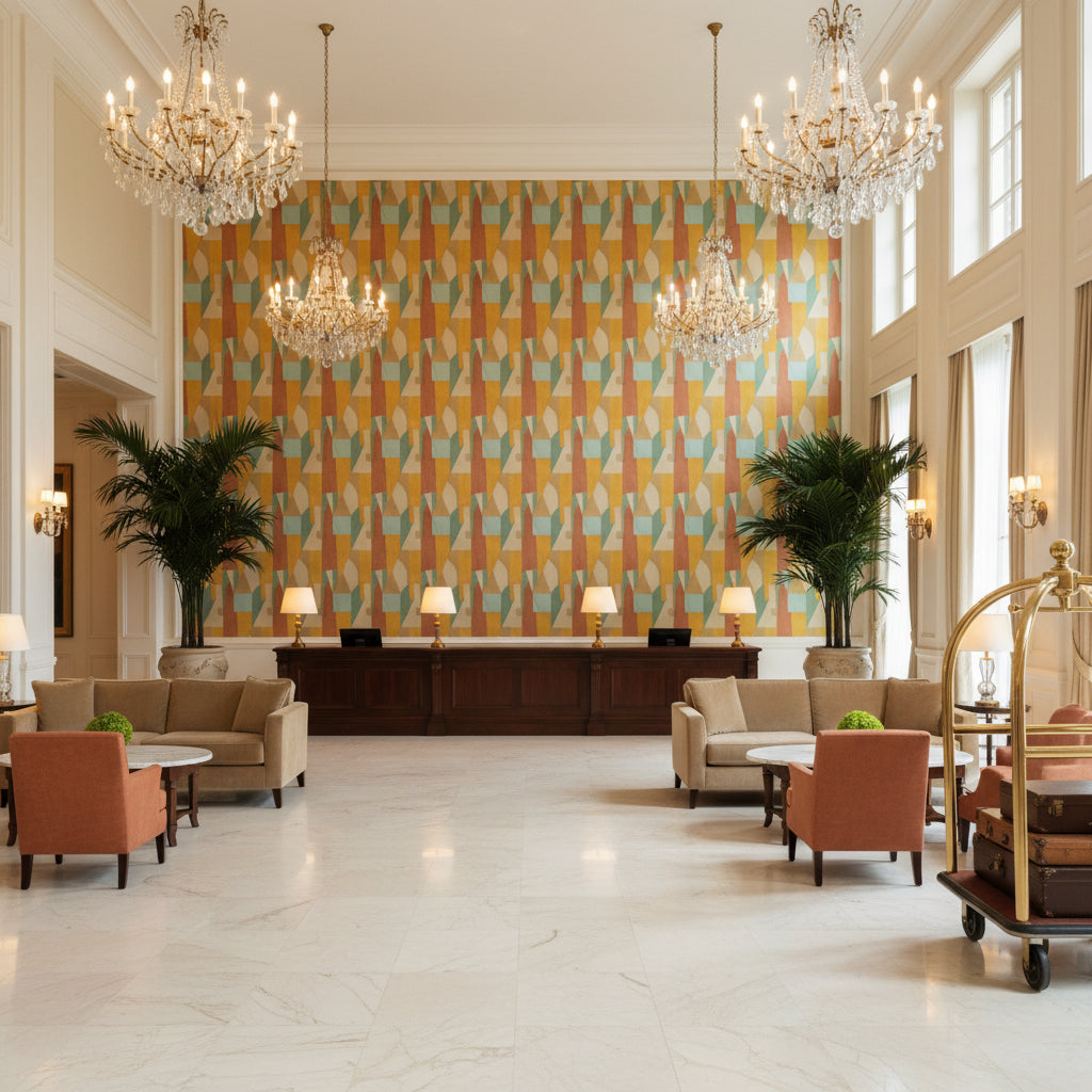 GWF-3752.134.0 | Kravet - Hotel Lobby Visualization (AI-generated, may not be to scale. Verify pattern scale with product specifications.)