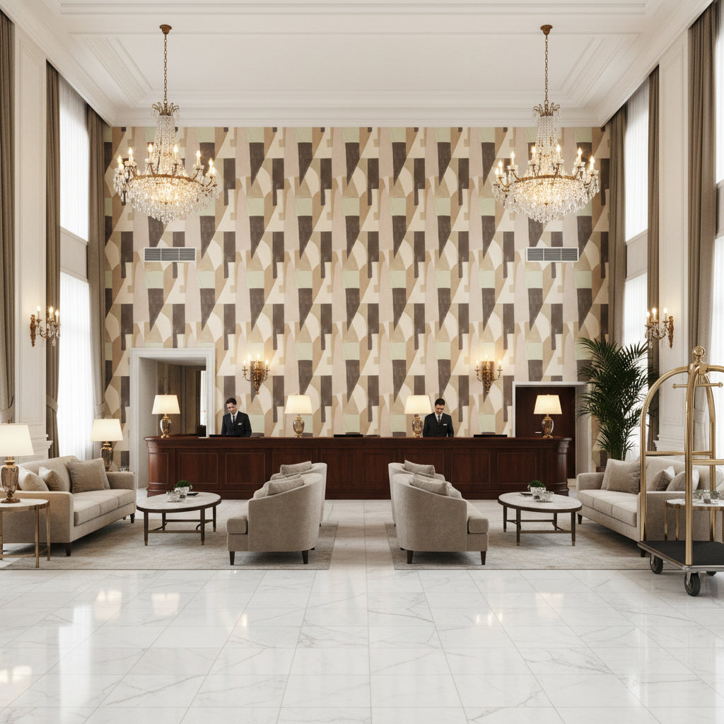 GWF-3752.167.0 | Kravet - Hotel Lobby Visualization (AI-generated, may not be to scale. Verify pattern scale with product specifications.)