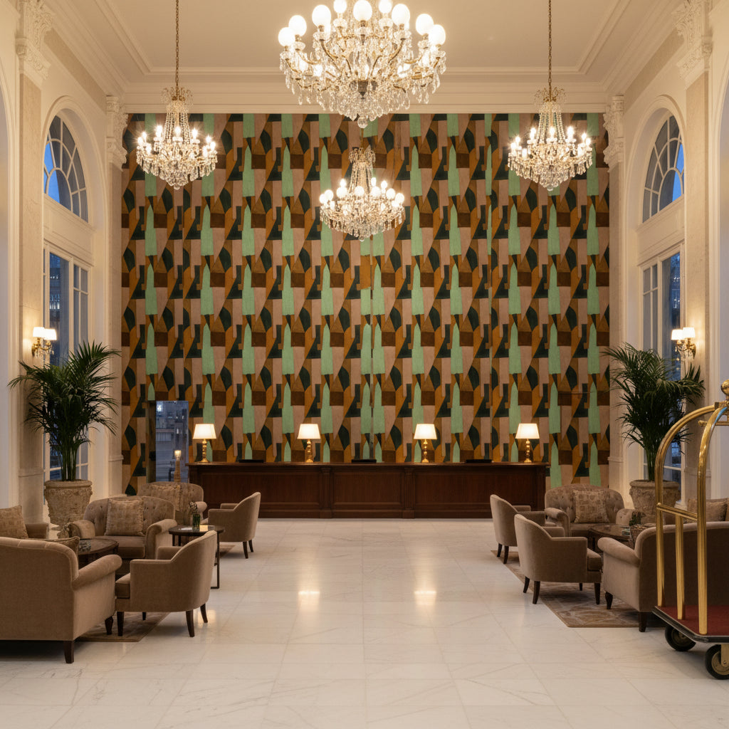 GWF-3752.376.0 | Kravet - Hotel Lobby Visualization (AI-generated, may not be to scale. Verify pattern scale with product specifications.)