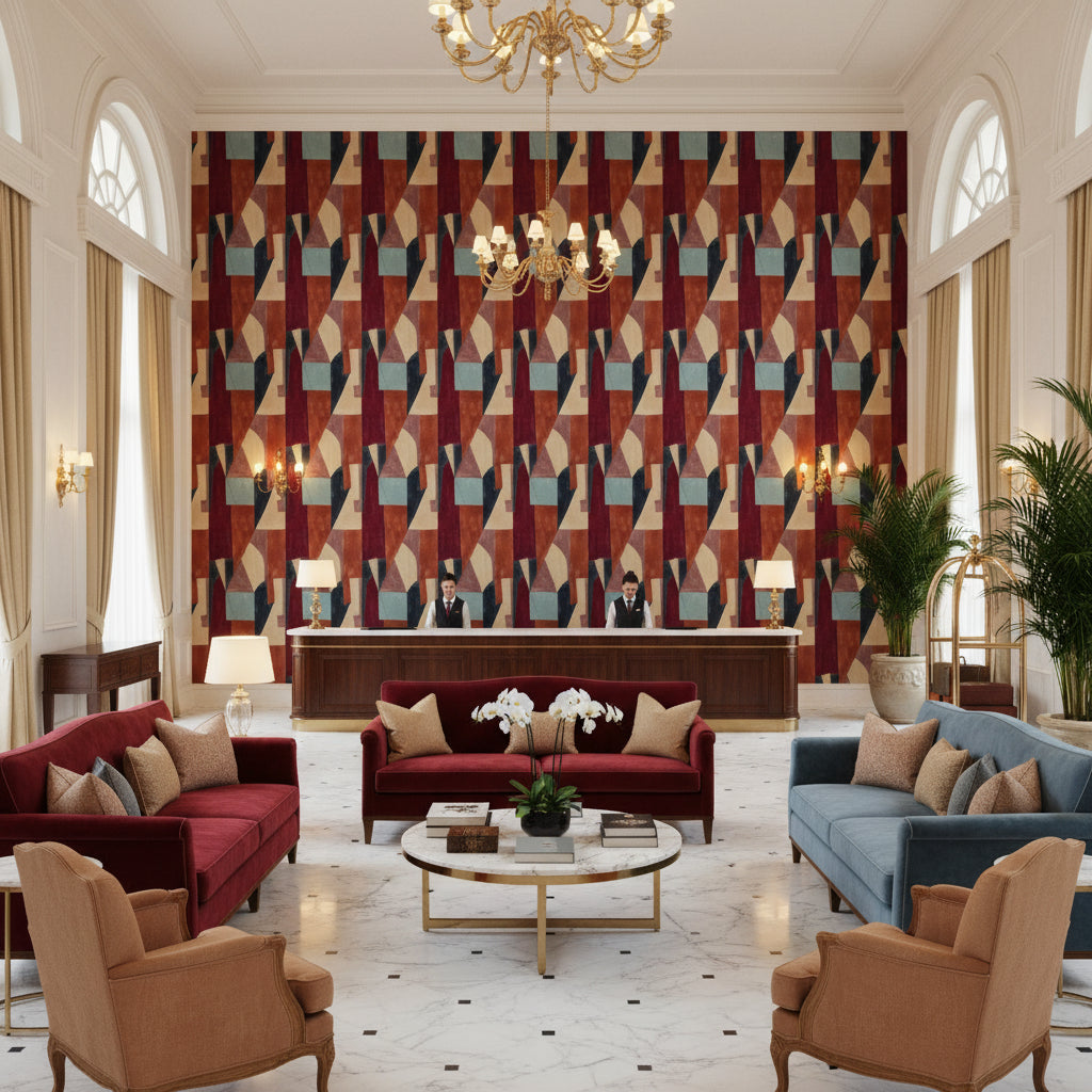 GWF-3752.795.0 | Kravet - Hotel Lobby Visualization (AI-generated, may not be to scale. Verify pattern scale with product specifications.)
