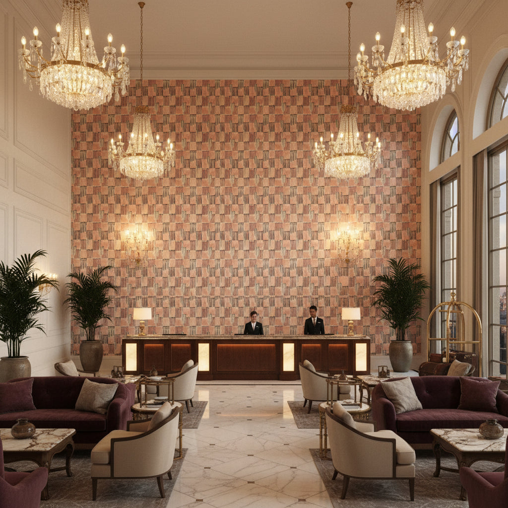 GWF-3753.117.0 | Kravet - Hotel Lobby Visualization (AI-generated, may not be to scale. Verify pattern scale with product specifications.)