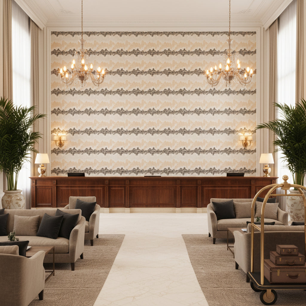 GWF-3755.116.0 | Kravet - Hotel Lobby Visualization (AI-generated, may not be to scale. Verify pattern scale with product specifications.)