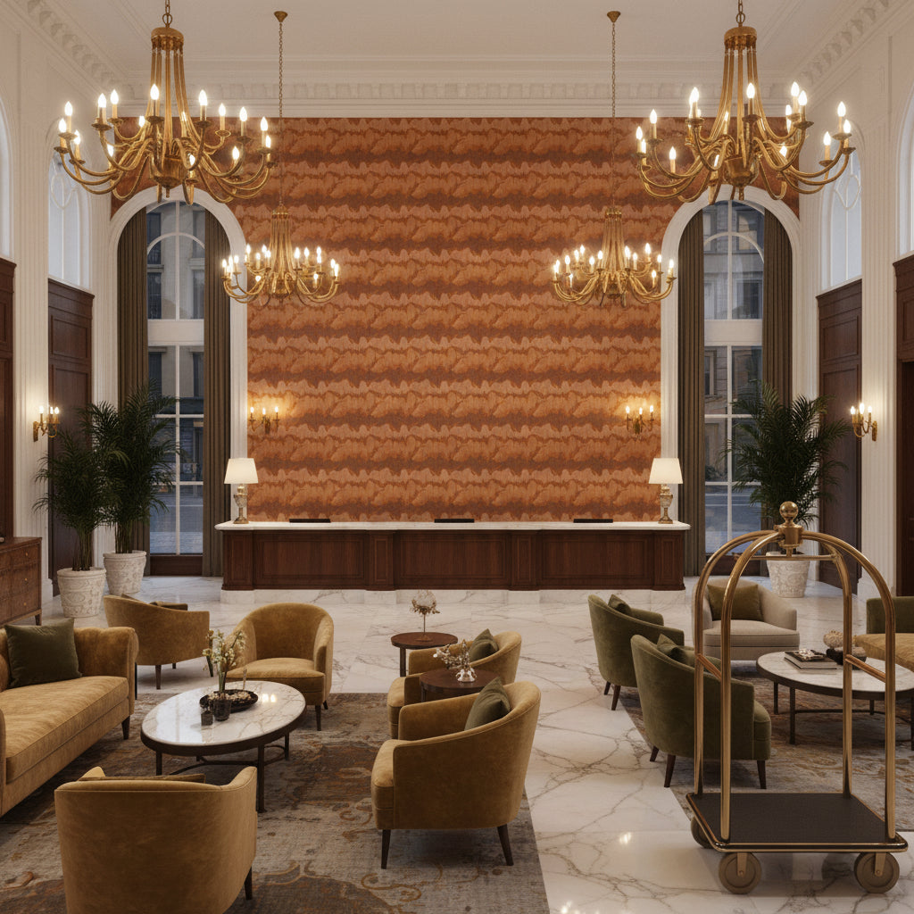 GWF-3755.124.0 | Kravet - Hotel Lobby Visualization (AI-generated, may not be to scale. Verify pattern scale with product specifications.)