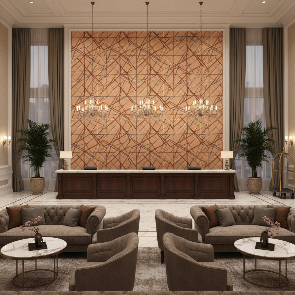 GWF-3771.1112.0 | Kravet - Hotel Lobby Visualization (AI-generated, may not be to scale. Verify pattern scale with product specifications.)