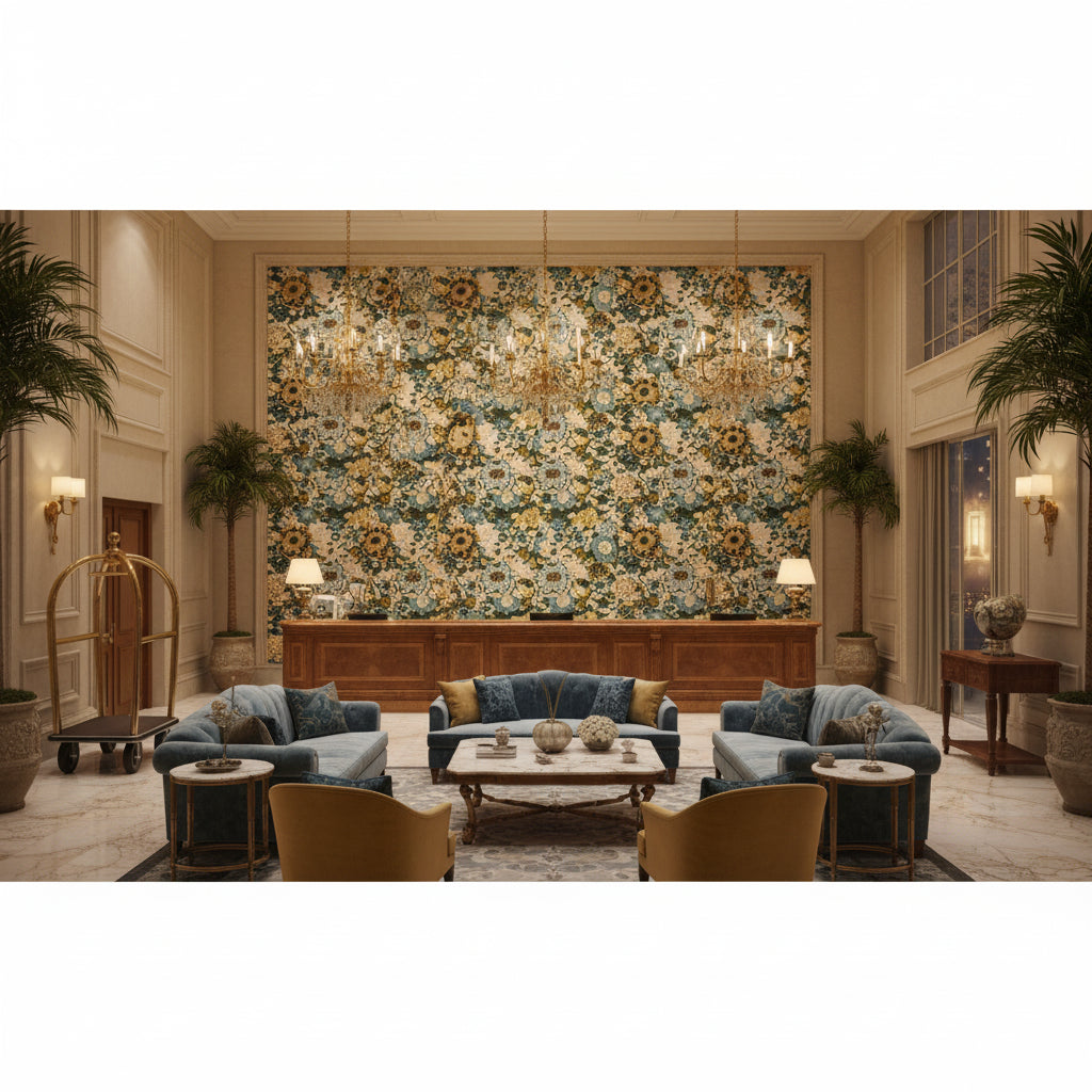 GWF-3774.450.0 | Kravet - Hotel Lobby Visualization (AI-generated, may not be to scale. Verify pattern scale with product specifications.)