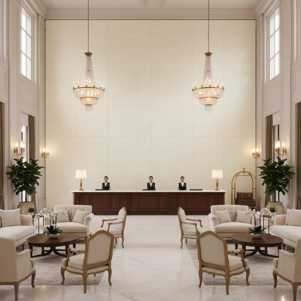 GWF-3783.1116.0 | Kravet - Hotel Lobby Visualization (AI-generated, may not be to scale. Verify pattern scale with product specifications.)