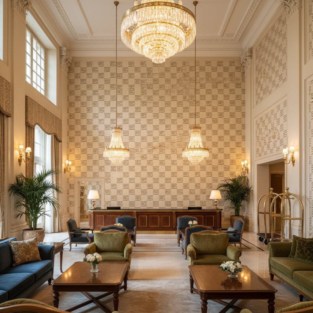 GWF-3785.16.0 | Kravet - Hotel Lobby Visualization (AI-generated, may not be to scale. Verify pattern scale with product specifications.)