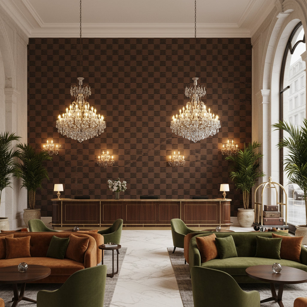 GWF-3785.6.0 | Kravet - Hotel Lobby Visualization (AI-generated, may not be to scale. Verify pattern scale with product specifications.)