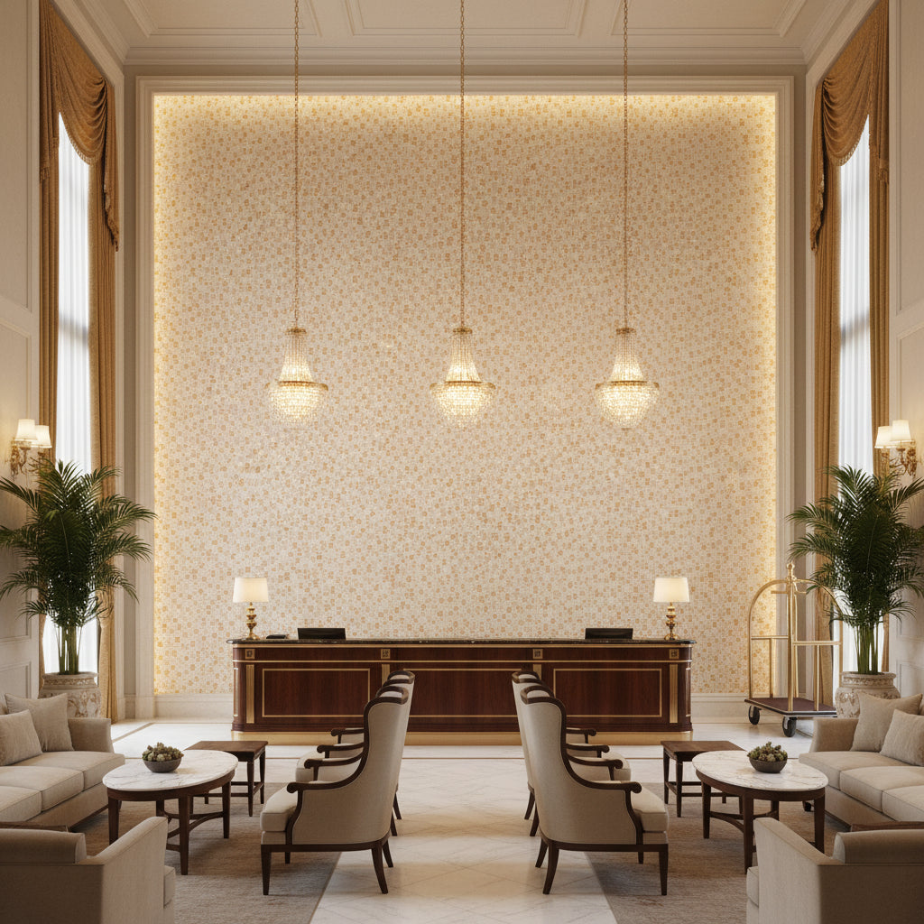 GWF-3787.1614.0 | Kravet - Hotel Lobby Visualization (AI-generated, may not be to scale. Verify pattern scale with product specifications.)