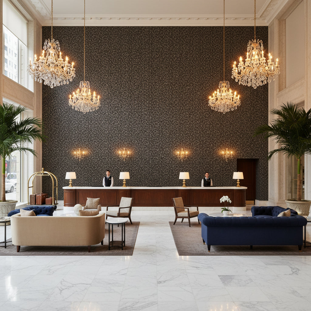 GWF-3787.21.0 | Kravet - Hotel Lobby Visualization (AI-generated, may not be to scale. Verify pattern scale with product specifications.)