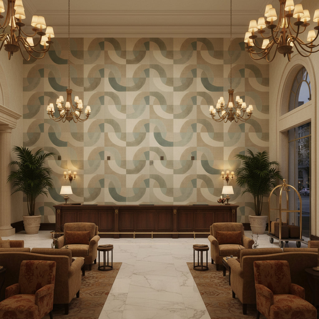 GWF-3788.1611.0 | Kravet - Hotel Lobby Visualization (AI-generated, may not be to scale. Verify pattern scale with product specifications.)