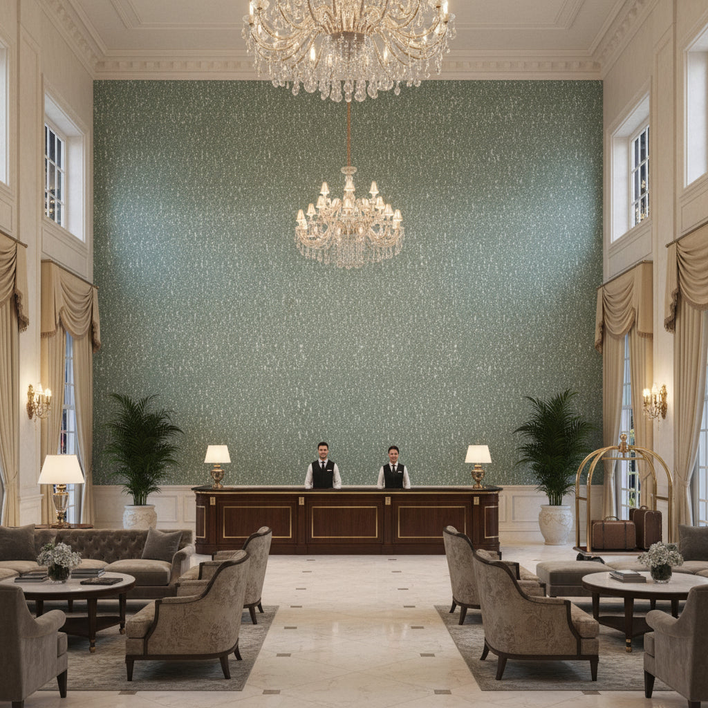 GWF-3794.1311.0 | Kravet - Hotel Lobby Visualization (AI-generated, may not be to scale. Verify pattern scale with product specifications.)