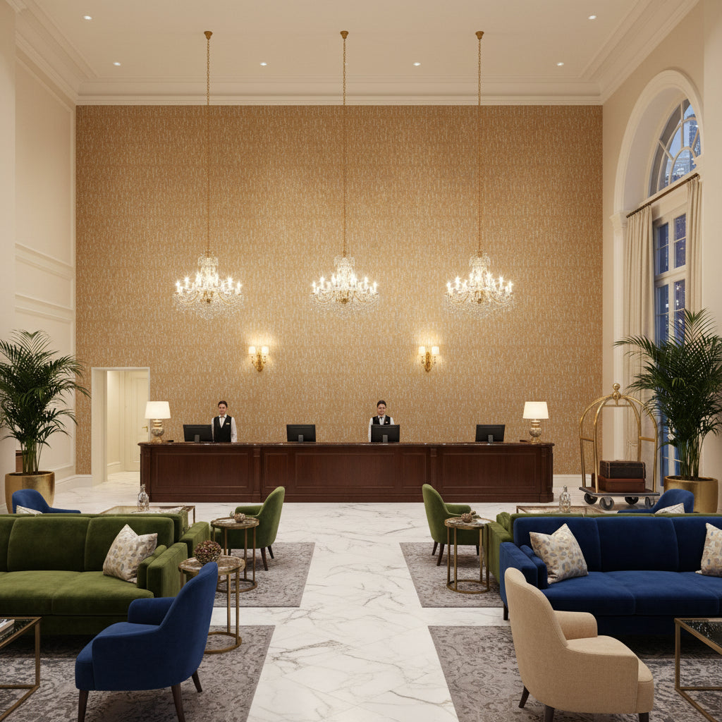 GWF-3794.416.0 | Kravet - Hotel Lobby Visualization (AI-generated, may not be to scale. Verify pattern scale with product specifications.)