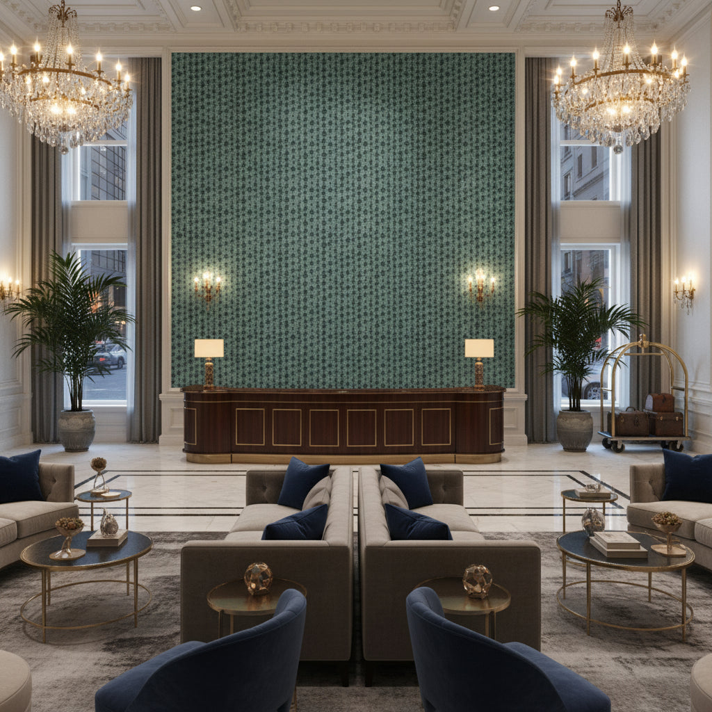 GWF-3795.355.0 | Kravet - Hotel Lobby Visualization (AI-generated, may not be to scale. Verify pattern scale with product specifications.)