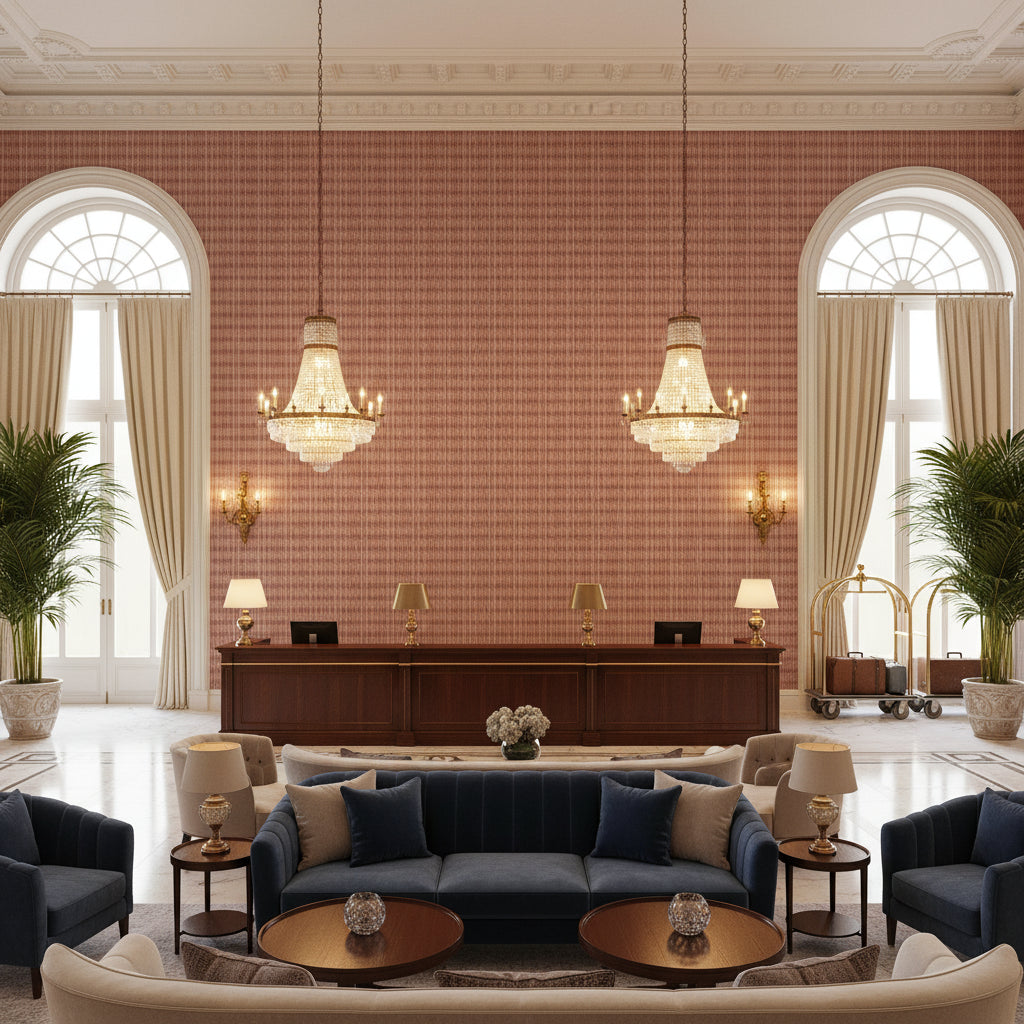 GWF-3797.711.0 | Kravet - Hotel Lobby Visualization (AI-generated, may not be to scale. Verify pattern scale with product specifications.)