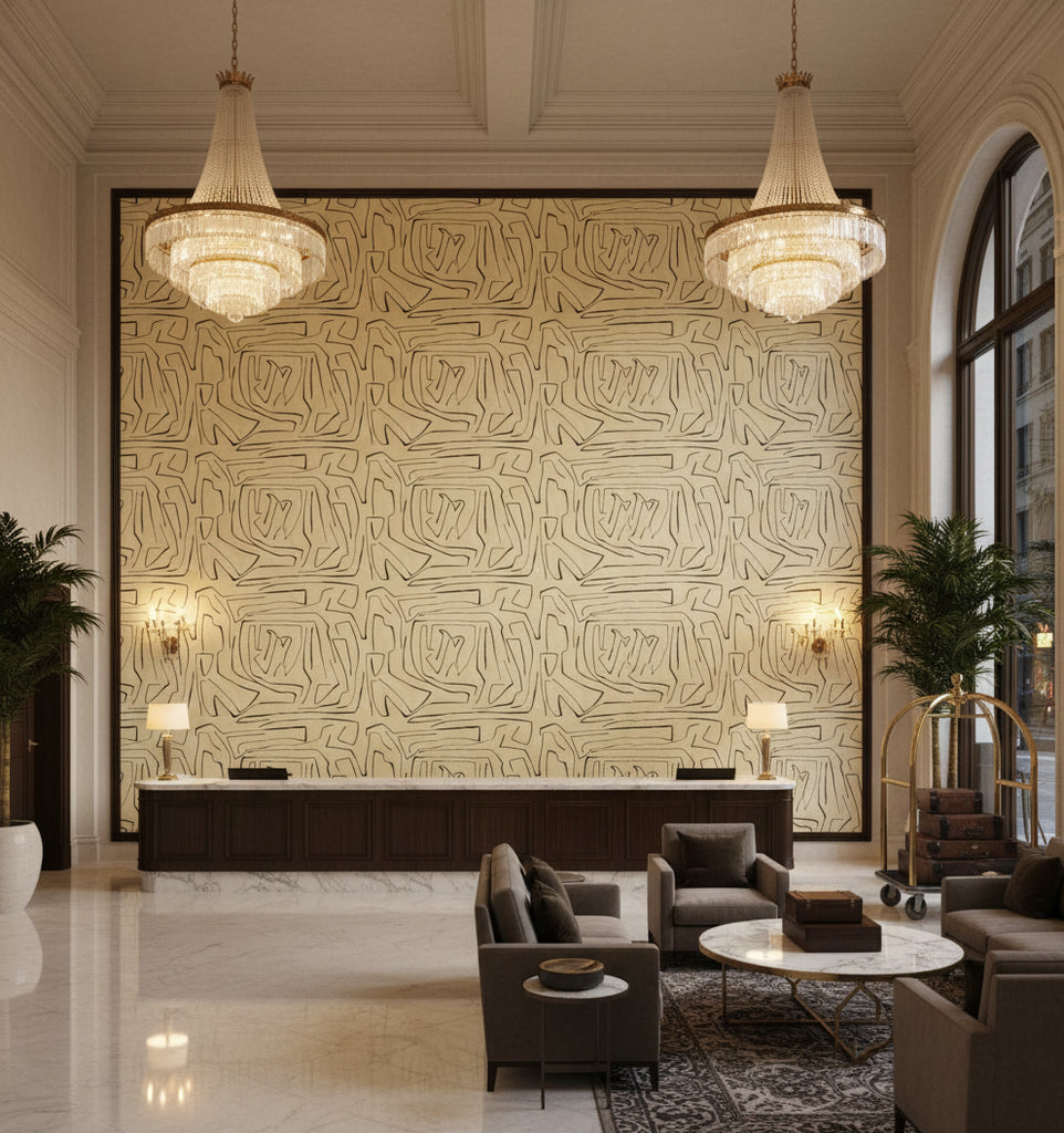 GWP-3501.18.0 | Kravet - Hotel Lobby Visualization (AI-generated, may not be to scale. Verify pattern scale with product specifications.)