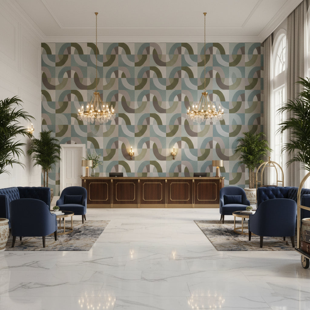 GWP-3731.1311.0 | Kravet - Hotel Lobby Visualization (AI-generated, may not be to scale. Verify pattern scale with product specifications.)