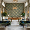 MANSFIELD LINEN.LARKSPU.0 | Kravet - Hotel Lobby Visualization (AI-generated, may not be to scale. Verify pattern scale with product specifications.)