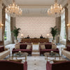 P2023129.916.0 | Kravet - Hotel Lobby Visualization (AI-generated, may not be to scale. Verify pattern scale with product specifications.)