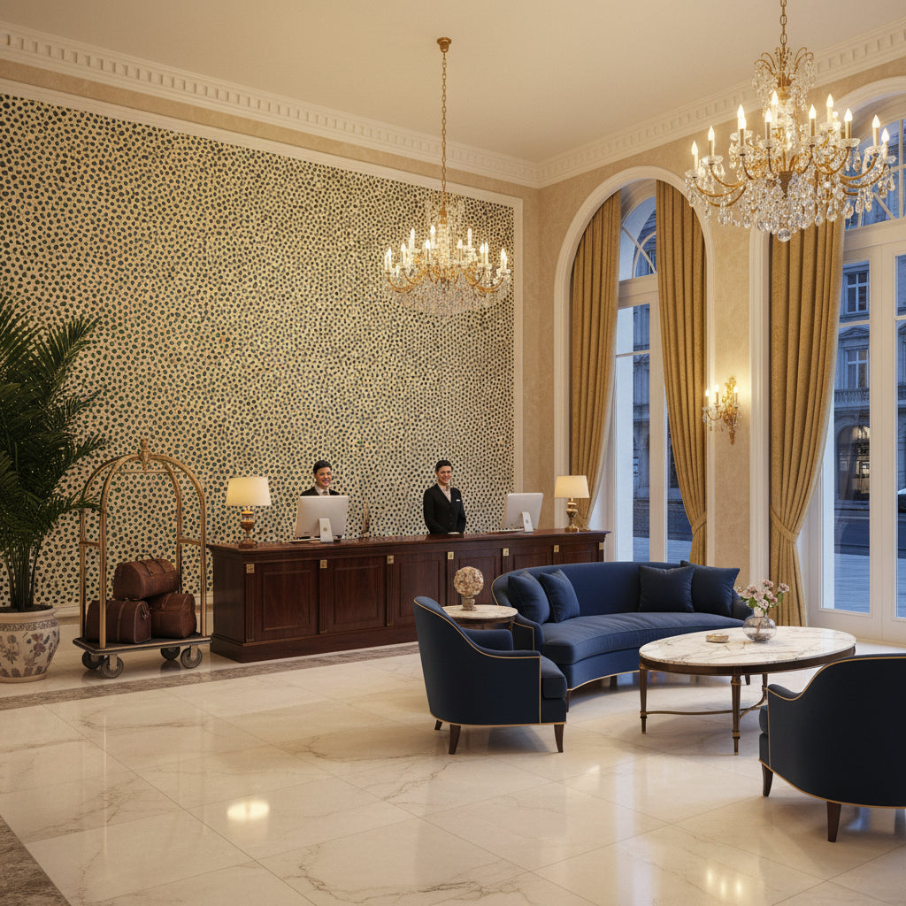 PF50064.659.0 | Kravet - Hotel Lobby Visualization (AI-generated, may not be to scale. Verify pattern scale with product specifications.)