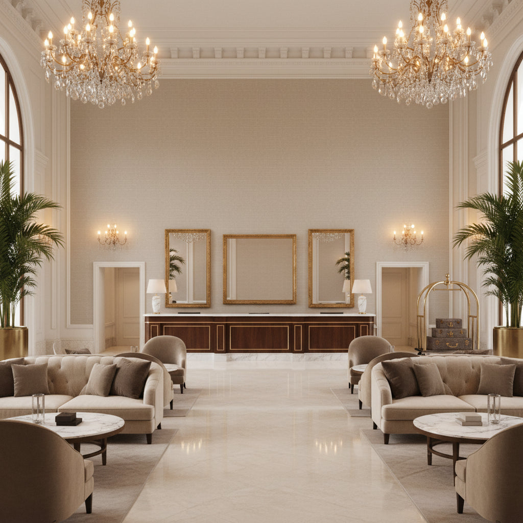 PF50413.140.0 | Kravet - Hotel Lobby Visualization (AI-generated, may not be to scale. Verify pattern scale with product specifications.)