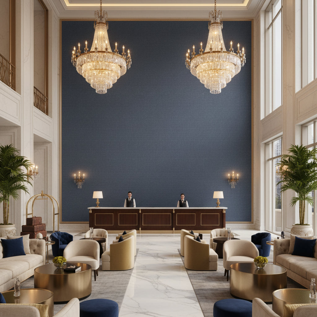 PF50413.664.0 | Kravet - Hotel Lobby Visualization (AI-generated, may not be to scale. Verify pattern scale with product specifications.)