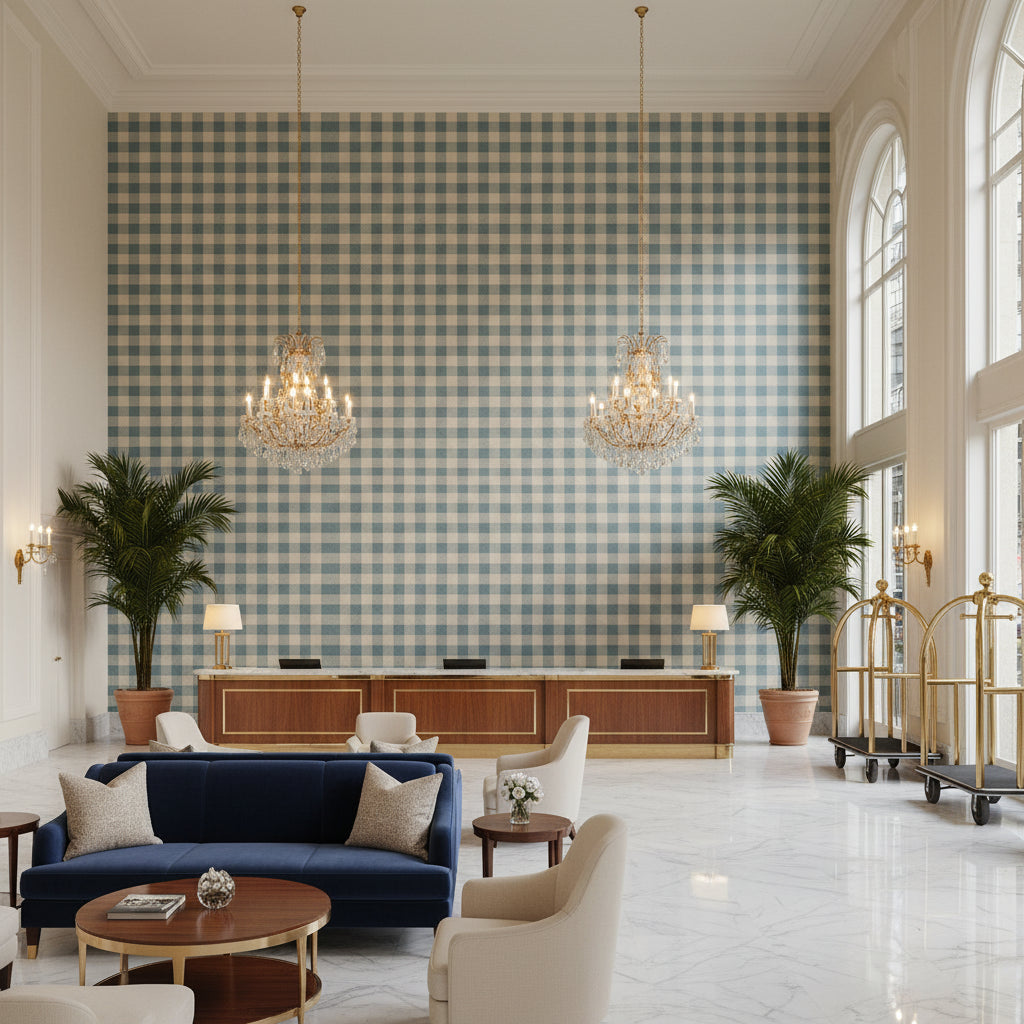 PF50490.605.0 | Kravet - Hotel Lobby Visualization (AI-generated, may not be to scale. Verify pattern scale with product specifications.)