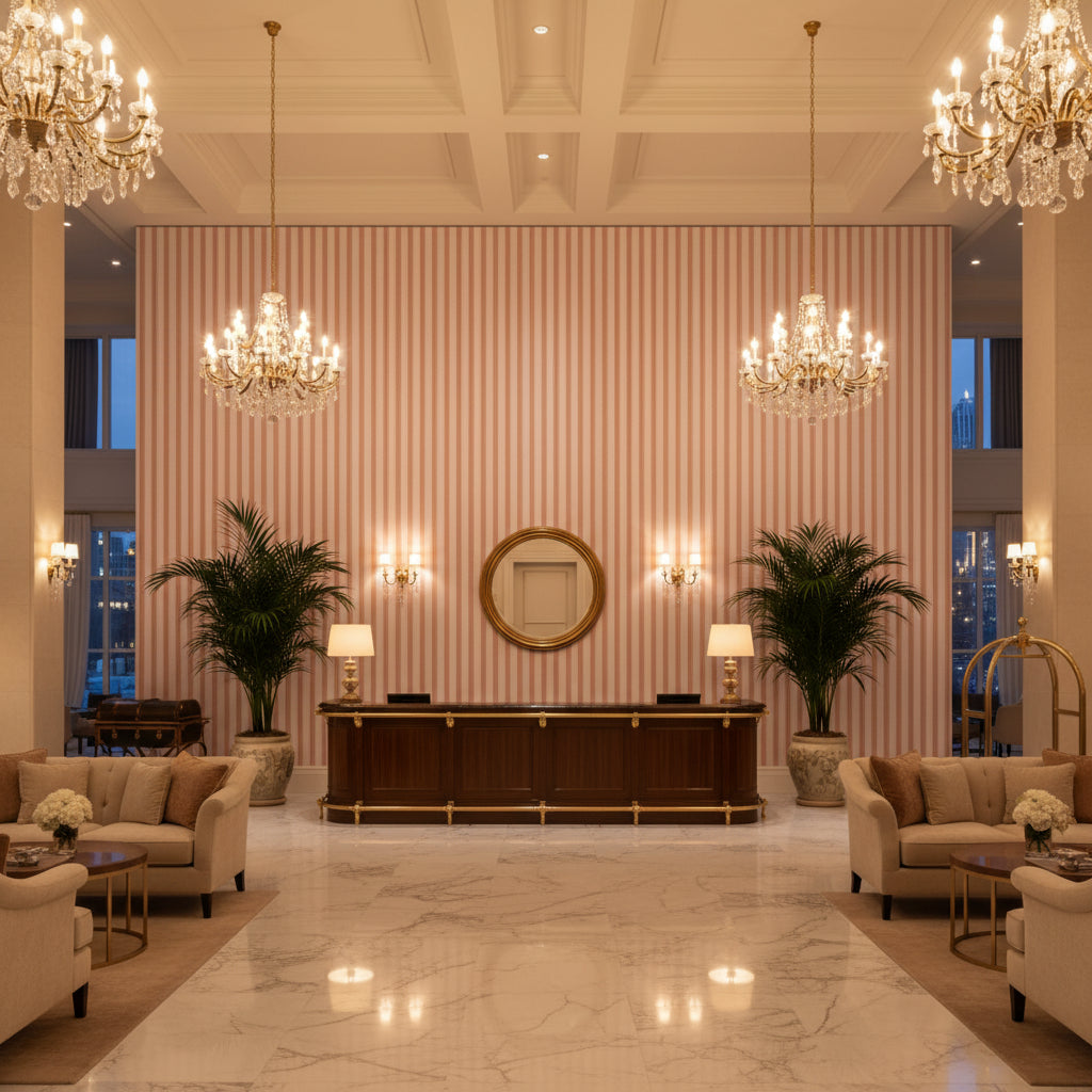 PF50505.404.0 | Kravet - Hotel Lobby Visualization (AI-generated, may not be to scale. Verify pattern scale with product specifications.)