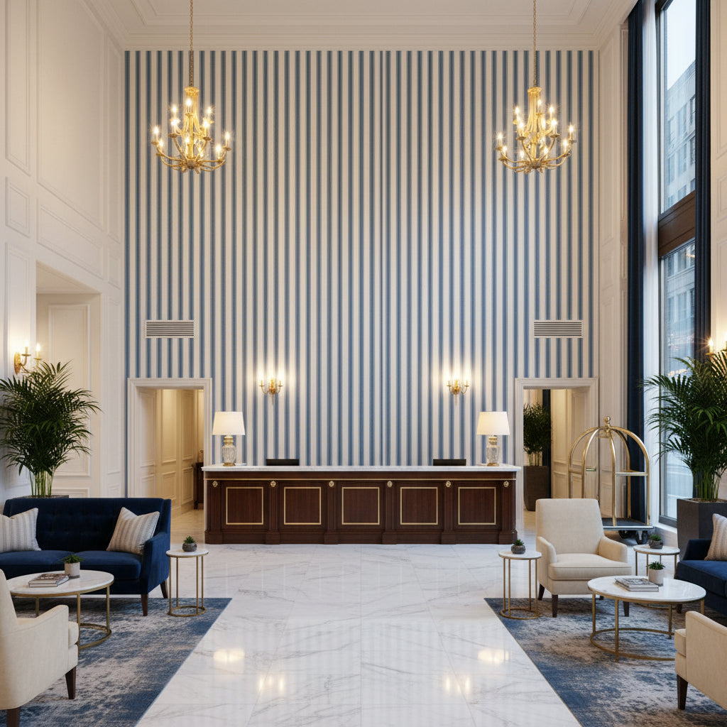 PF50505.660.0 | Kravet - Hotel Lobby Visualization (AI-generated, may not be to scale. Verify pattern scale with product specifications.)