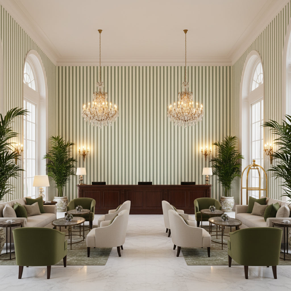 PF50505.735.0 | Kravet - Hotel Lobby Visualization (AI-generated, may not be to scale. Verify pattern scale with product specifications.)