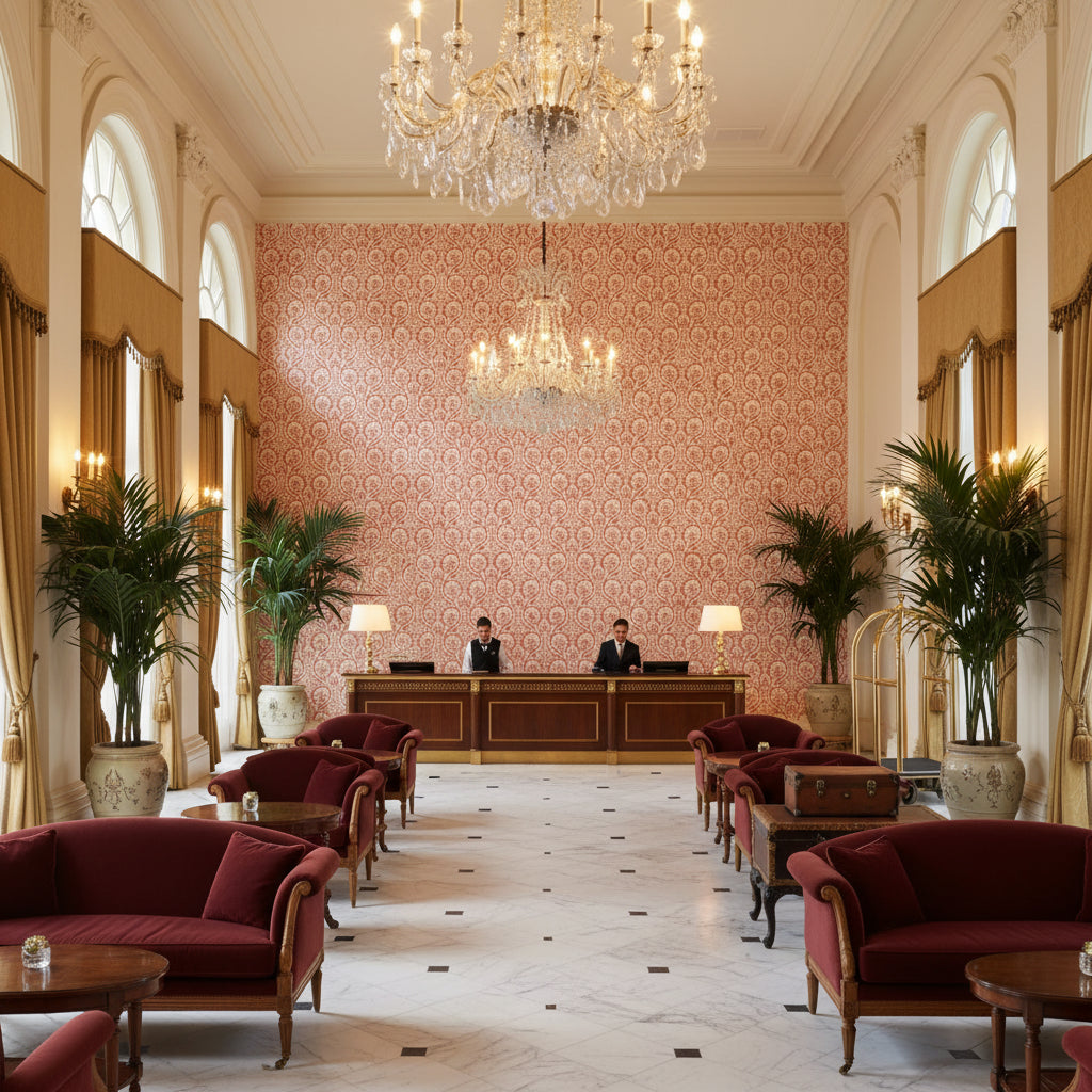 PP50481.2.0 | Kravet - Hotel Lobby Visualization (AI-generated, may not be to scale. Verify pattern scale with product specifications.)
