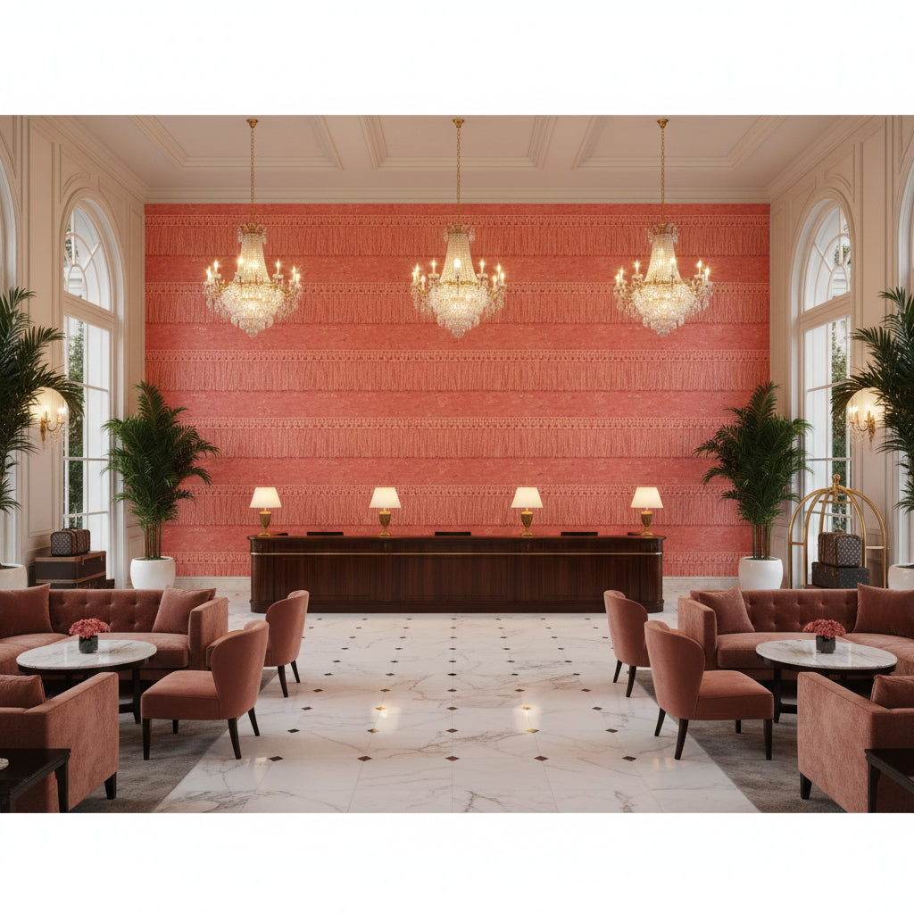 T8012114.2417.0 | Kravet - Hotel Lobby Visualization (AI-generated, may not be to scale. Verify pattern scale with product specifications.)