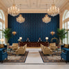 T8012114.55.0 | Kravet - Hotel Lobby Visualization (AI-generated, may not be to scale. Verify pattern scale with product specifications.)