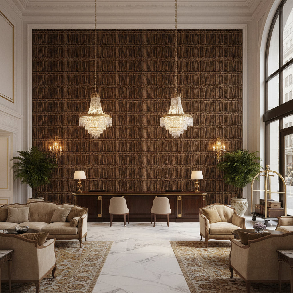 T8012114.6.0 | Kravet - Hotel Lobby Visualization (AI-generated, may not be to scale. Verify pattern scale with product specifications.)