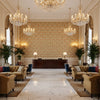 T8019104.924.0 | Kravet - Hotel Lobby Visualization (AI-generated, may not be to scale. Verify pattern scale with product specifications.)