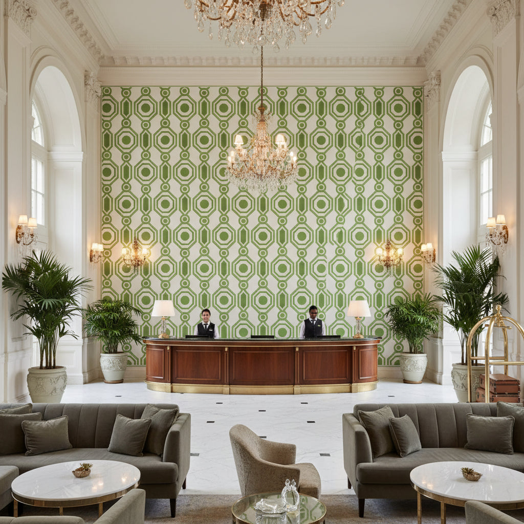 T8019105.3.0 | Kravet - Hotel Lobby Visualization (AI-generated, may not be to scale. Verify pattern scale with product specifications.)