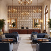 T8020100.11.0 | Kravet - Hotel Lobby Visualization (AI-generated, may not be to scale. Verify pattern scale with product specifications.)