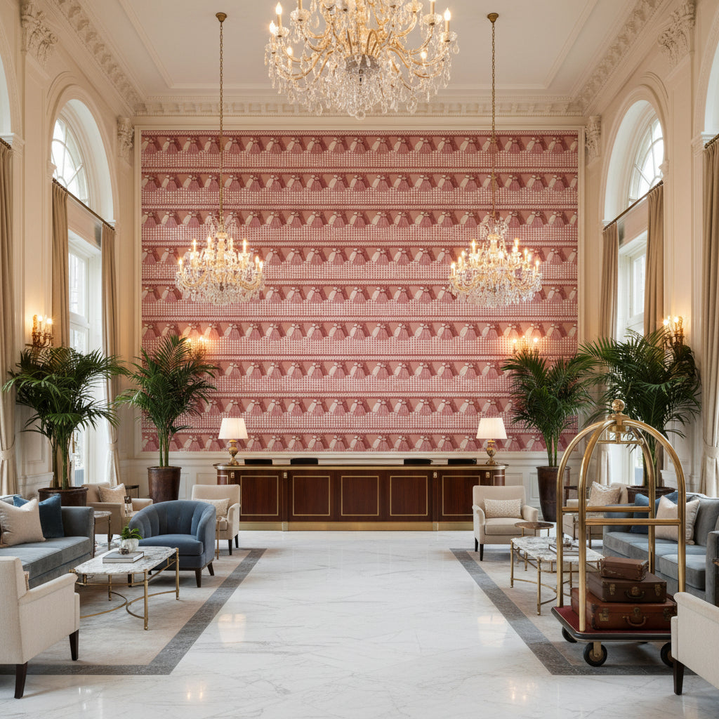 T8020100.17.0 | Kravet - Hotel Lobby Visualization (AI-generated, may not be to scale. Verify pattern scale with product specifications.)