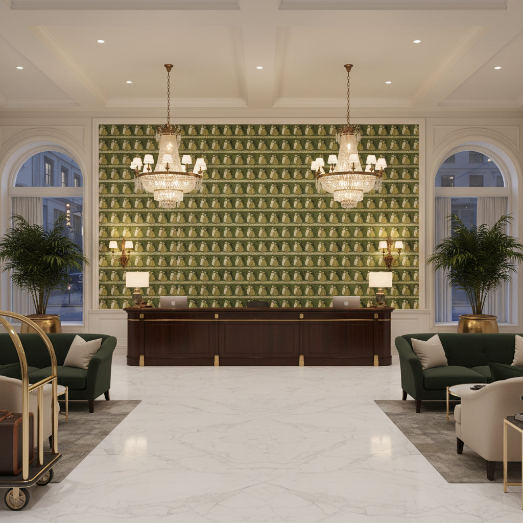 T8020100.31.0 | Kravet - Hotel Lobby Visualization (AI-generated, may not be to scale. Verify pattern scale with product specifications.)